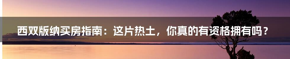 西双版纳买房指南:这片热土,你真的有资格拥有吗?