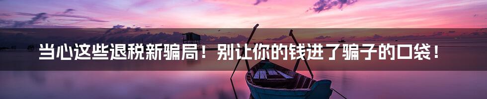 当心这些退税新骗局!别让你的钱进了骗子的口袋!