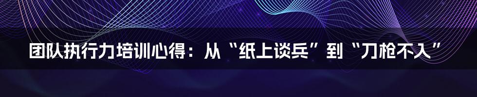 团队执行力培训心得:从“纸上谈兵”到“刀枪不入”