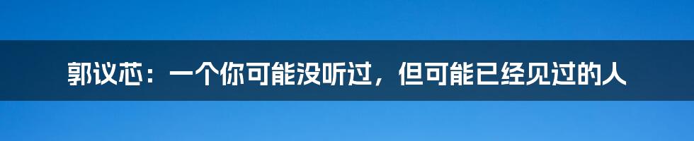 郭议芯:一个你可能没听过,但可能已经见过的人