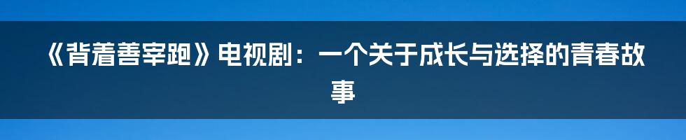 《背着善宰跑》电视剧：一个关于成长与选择的青春故事