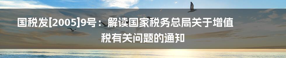 国税发[2005]9号：解读国家税务总局关于增值税有关问题的通知