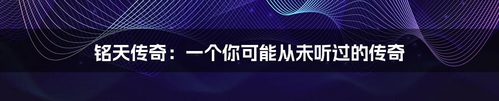 铭天传奇:一个你可能从未听过的传奇