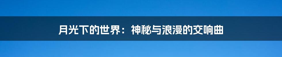月光下的世界:神秘与浪漫的交响曲
