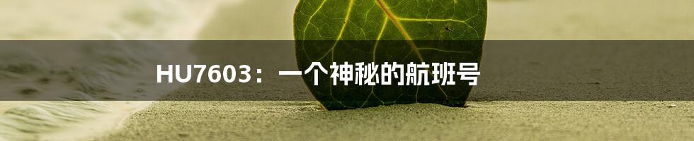 HU7603:一个神秘的航班号