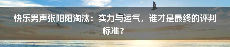 快乐男声张阳阳淘汰：实力与运气，谁才是最终的评判标准？