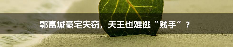 郭富城豪宅失窃,天王也难逃“贼手”?