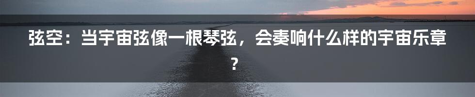 弦空:当宇宙弦像一根琴弦,会奏响什么样的宇宙乐章?