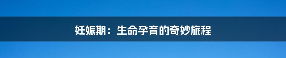 妊娠期:生命孕育的奇妙旅程