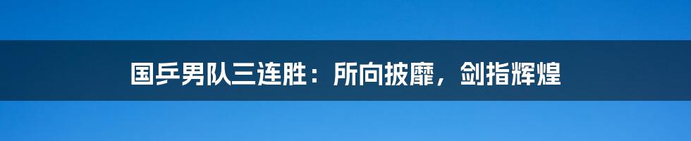 国乒男队三连胜:所向披靡,剑指辉煌