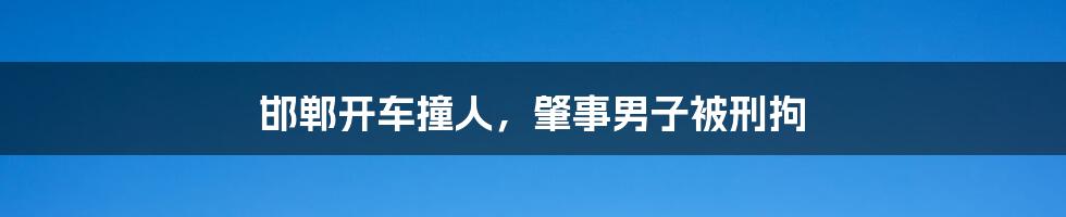 邯郸开车撞人,肇事男子被刑拘