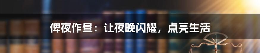 俾夜作昼:让夜晚闪耀,点亮生活