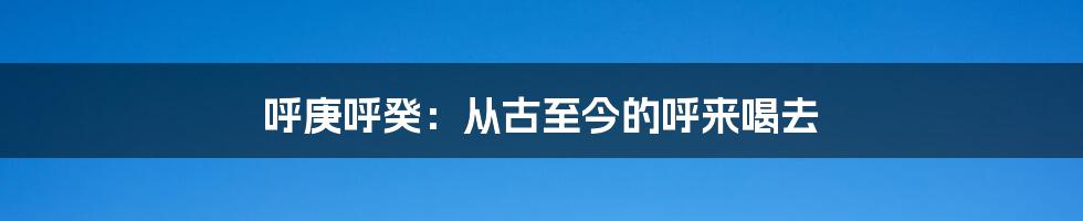 呼庚呼癸:从古至今的呼来喝去