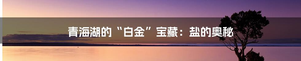 青海湖的“白金”宝藏：盐的奥秘