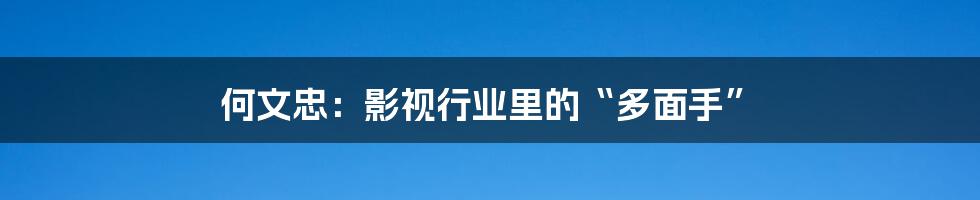 何文忠：影视行业里的“多面手”