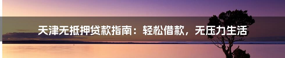 天津无抵押贷款指南:轻松借款,无压力生活