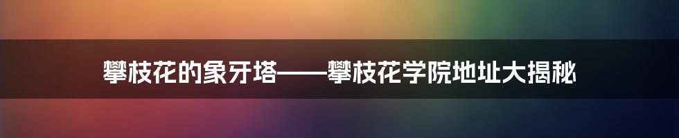 攀枝花的象牙塔——攀枝花学院地址大揭秘