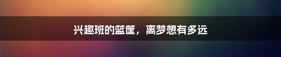 兴趣班的篮筐，离梦想有多远