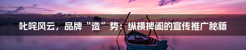 叱咤风云,品牌“造”势:纵横捭阖的宣传推广秘籍