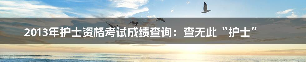 2013年护士资格考试成绩查询:查无此“护士”