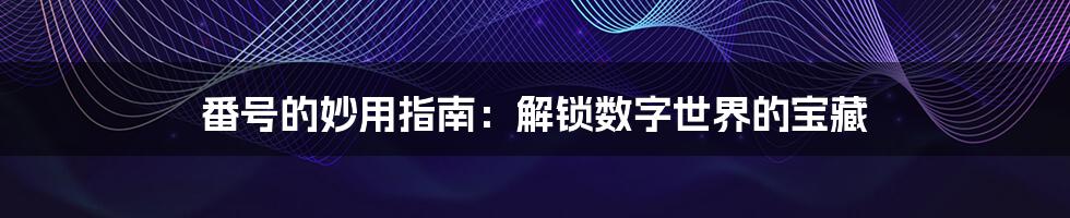 番号的妙用指南:解锁数字世界的宝藏
