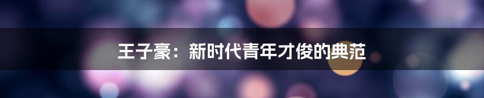 王子豪:新时代青年才俊的典范