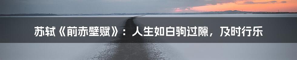 苏轼《前赤壁赋》:人生如白驹过隙,及时行乐