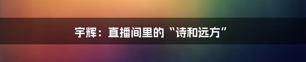 宇辉：直播间里的“诗和远方”
