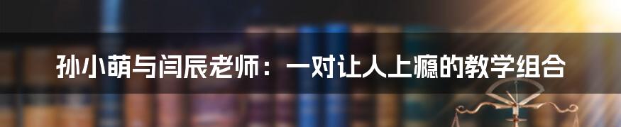 孙小萌与闫辰老师:一对让人上瘾的教学组合