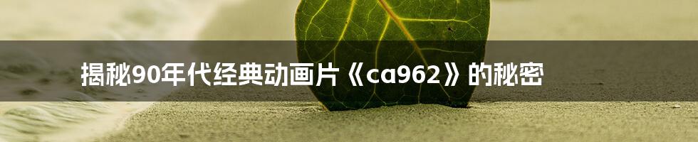 揭秘90年代经典动画片《ca962》的秘密