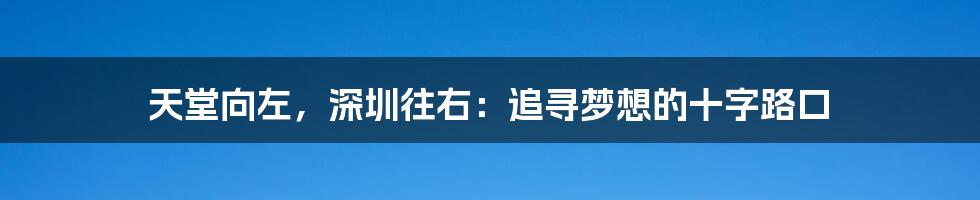 天堂向左，深圳往右：追寻梦想的十字路口