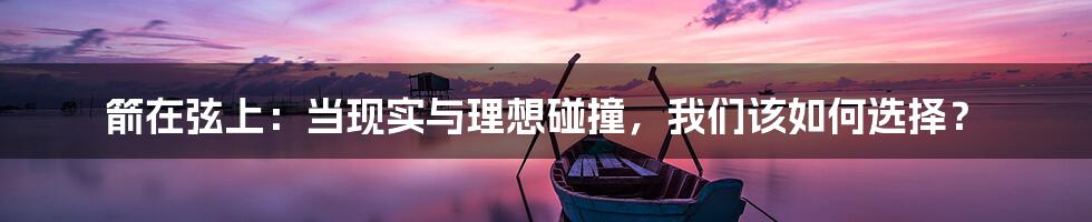 箭在弦上:当现实与理想碰撞,我们该如何选择?