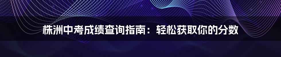 株洲中考成绩查询指南:轻松获取你的分数