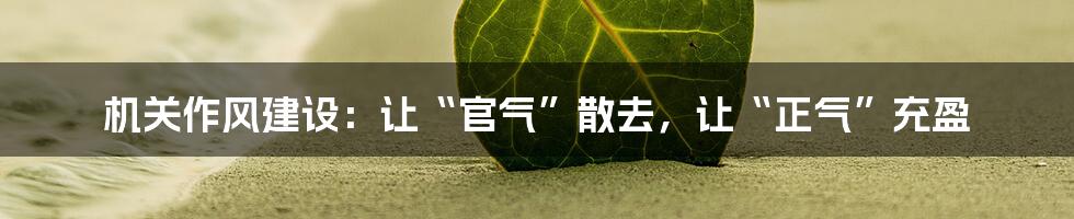 机关作风建设:让“官气”散去,让“正气”充盈