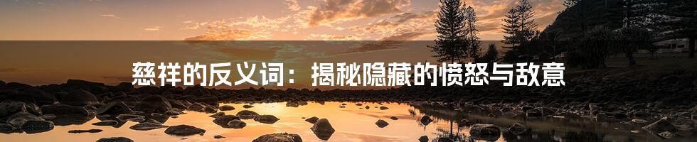 慈祥的反义词：揭秘隐藏的愤怒与敌意