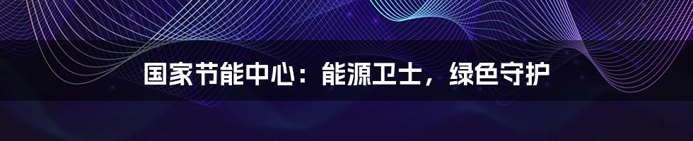 国家节能中心：能源卫士，绿色守护