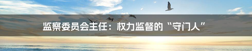 监察委员会主任:权力监督的“守门人”