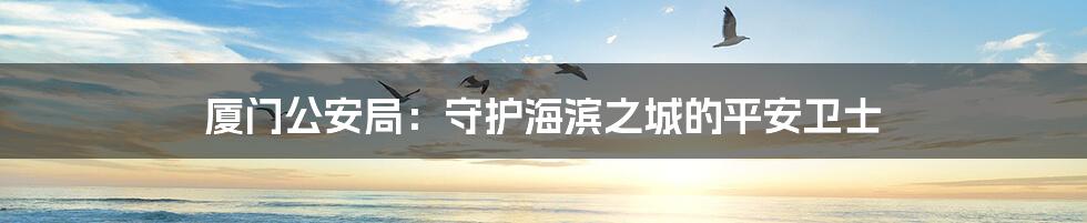 厦门公安局:守护海滨之城的平安卫士