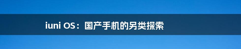 iuni OS:国产手机的另类探索