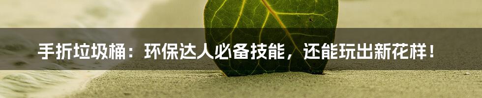 手折垃圾桶:环保达人必备技能,还能玩出新花样!