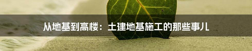 从地基到高楼:土建地基施工的那些事儿