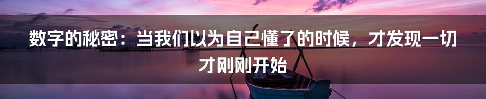 数字的秘密:当我们以为自己懂了的时候,才发现一切才刚刚开始