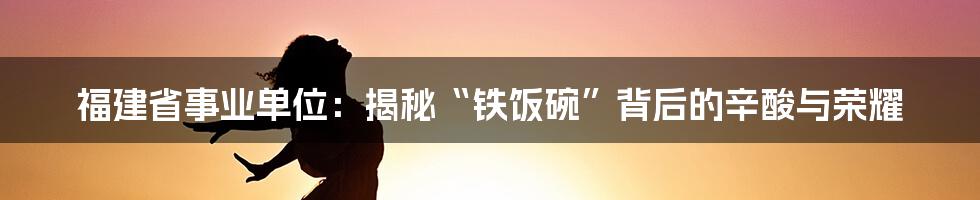 福建省事业单位:揭秘“铁饭碗”背后的辛酸与荣耀