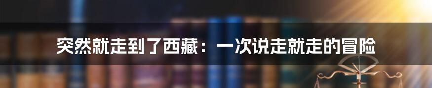 突然就走到了西藏:一次说走就走的冒险