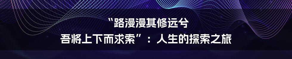 “路漫漫其修远兮 吾将上下而求索”：人生的探索之旅