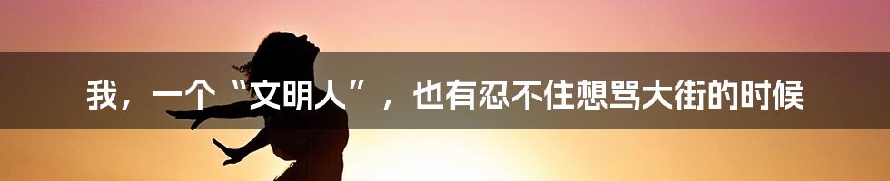 我,一个“文明人”,也有忍不住想骂大街的时候