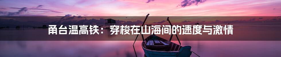 甬台温高铁:穿梭在山海间的速度与激情