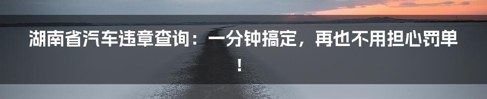 湖南省汽车违章查询:一分钟搞定,再也不用担心罚单!