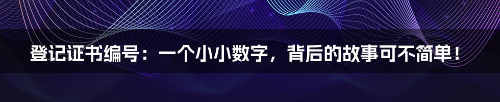 登记证书编号:一个小小数字,背后的故事可不简单!