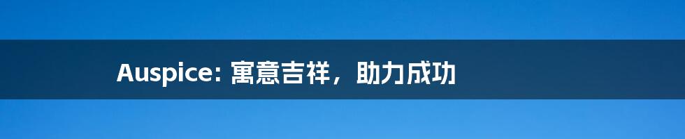 Auspice: 寓意吉祥,助力成功